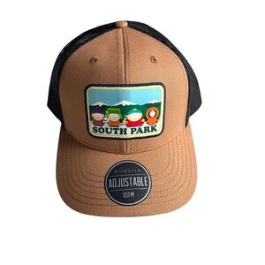 South Park Black Tan Snapback Kenny, Eric, Stan, Kyle, Trucker Hat Cap Comedy